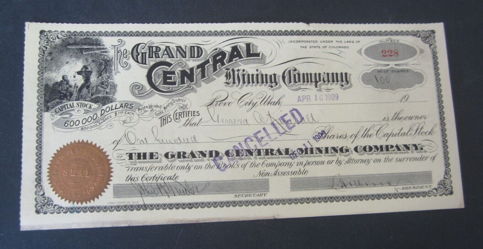 Old Vintage c.1910 - GRAND CENTRAL MINING Co. -...