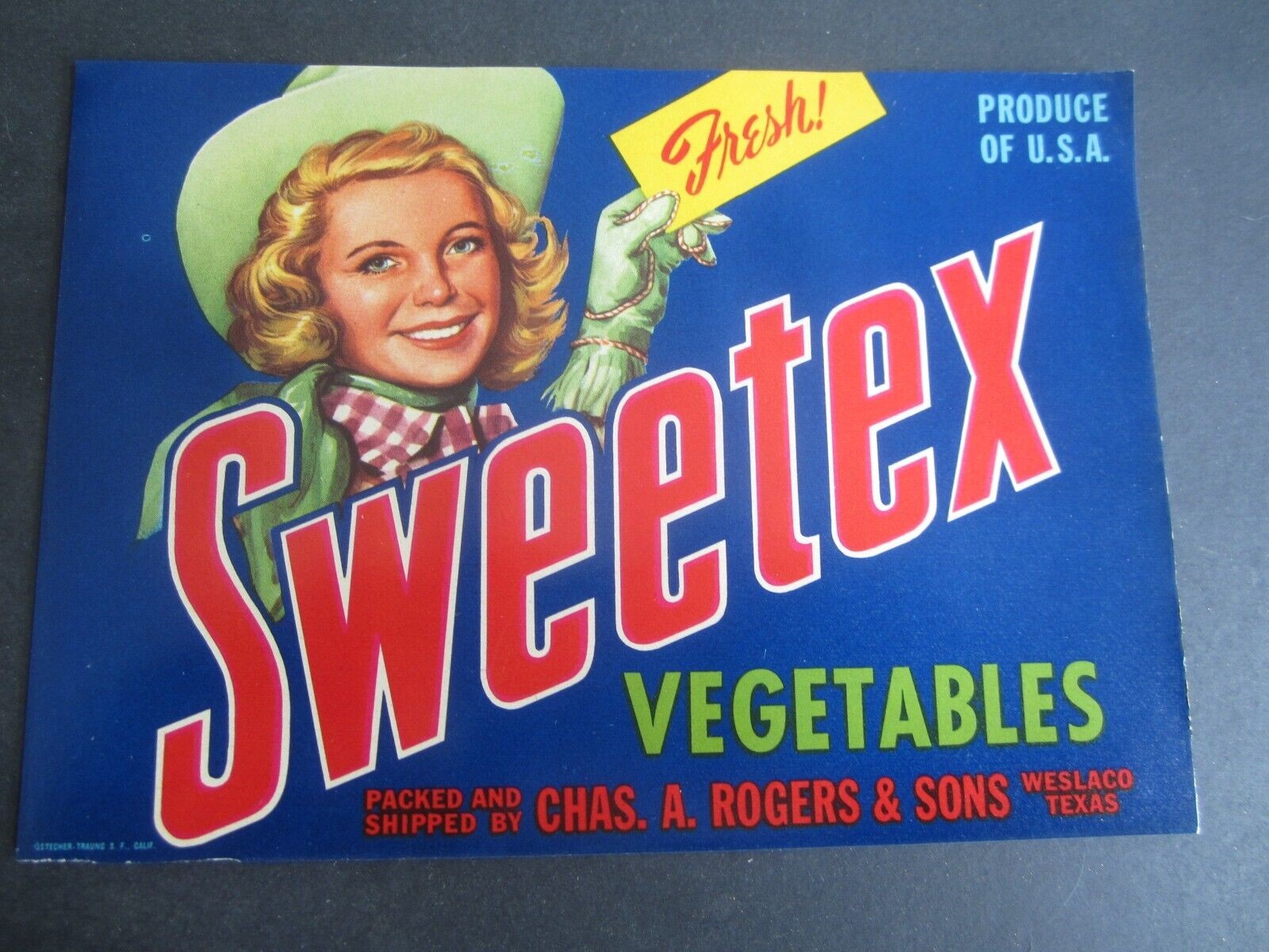 Old Vintage SWEETEX - Cowgirl - Vegetables - LA...