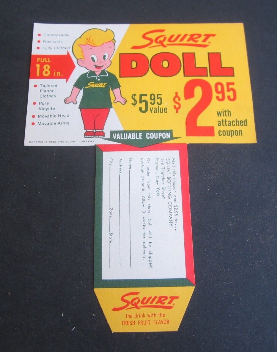 Old Vintage - SQUIRT DOLL - Advertising CARD / ...