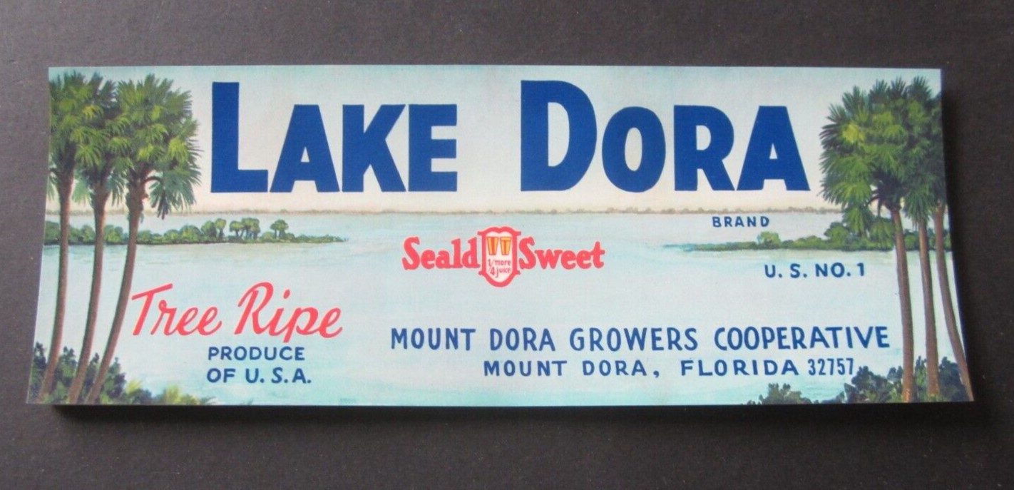 Old Vintage - LAKE DORA - Crate LABEL - Mount D...