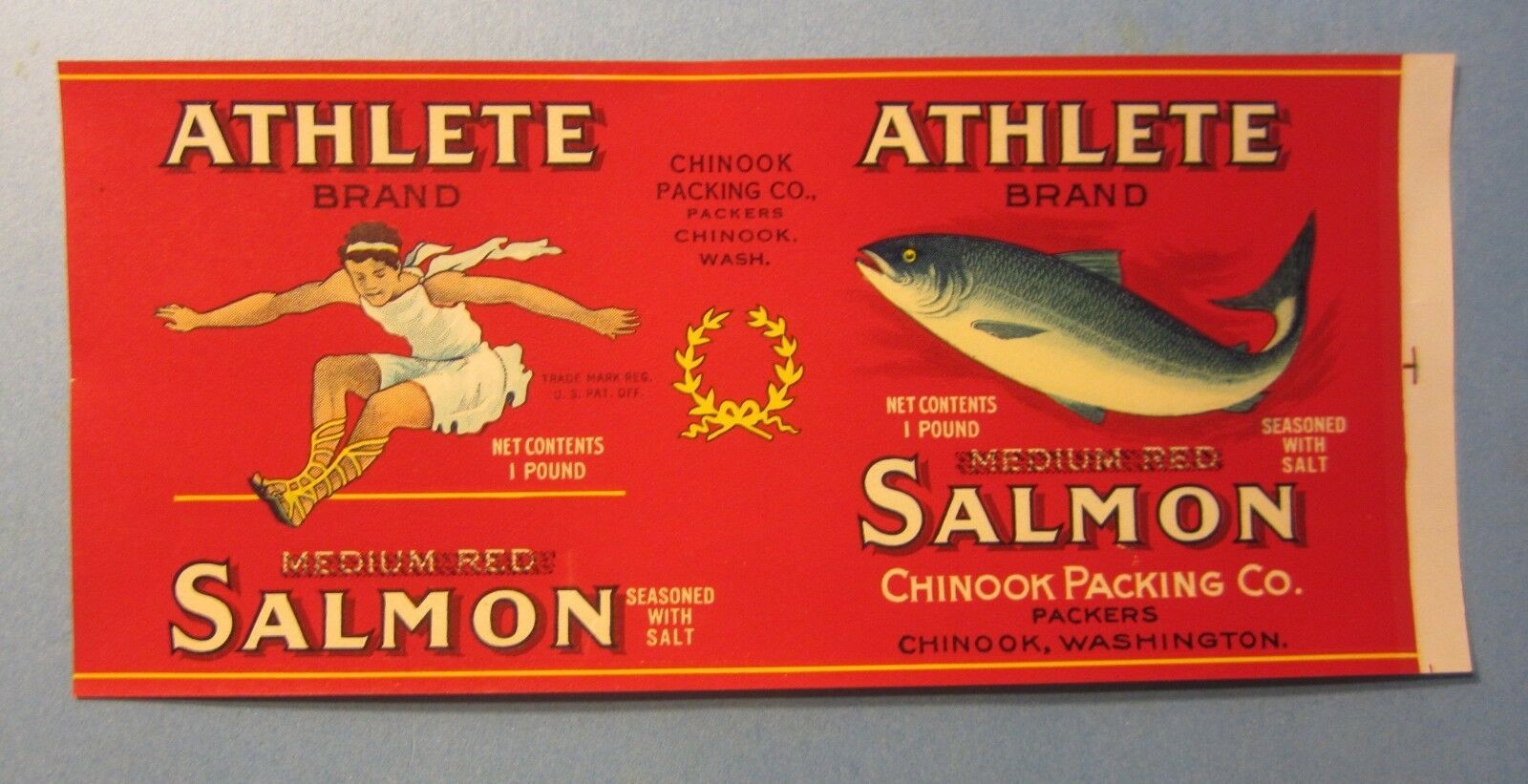 Old Vintage - ATHLETE - SALMON CAN LABEL - Chin...