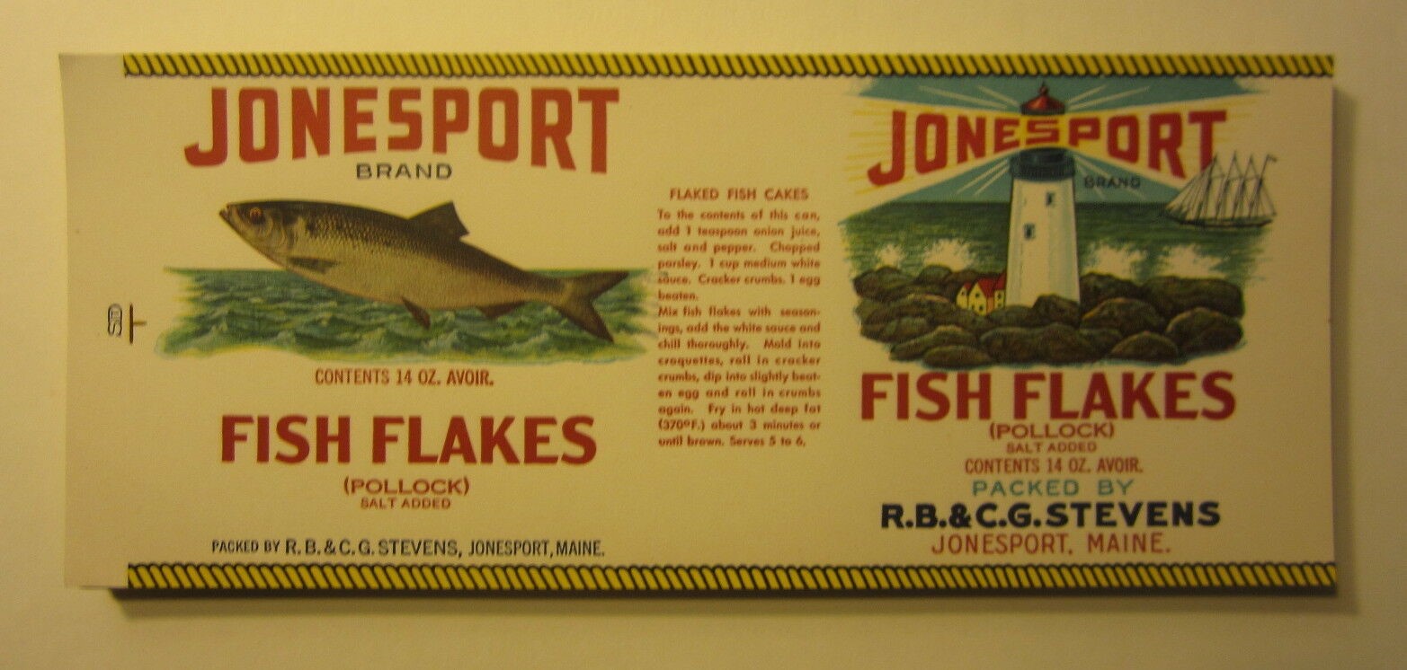  Lot of 100 Old Vintage Jonesport FISH FLAKES -...