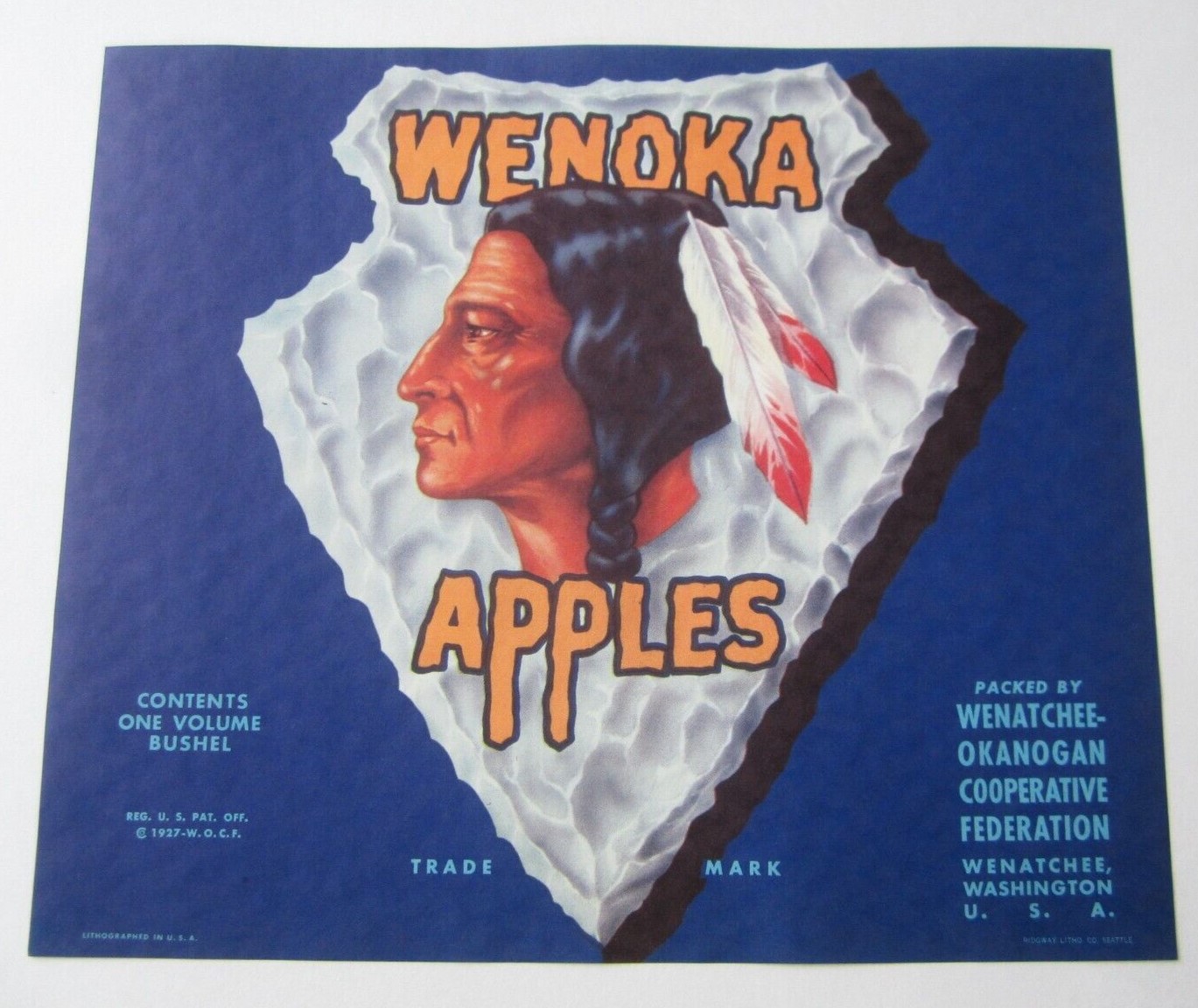 Old Vintage - WENOKA - APPLE Crate LABEL - Wena...