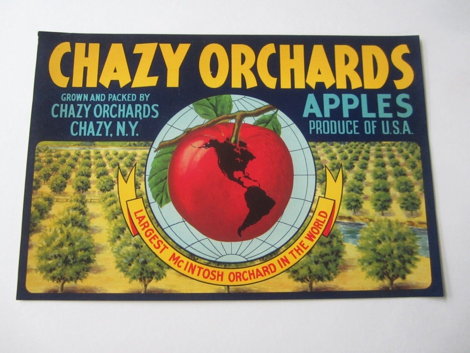 Old Vintage CHAZY ORCHARDS - Apple Crate LABEL ...