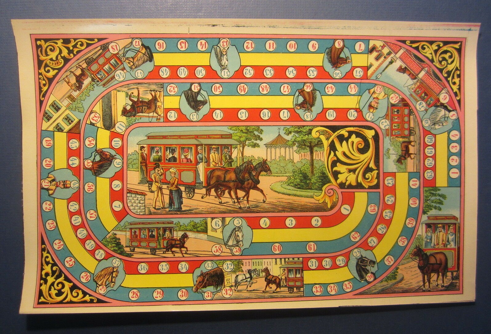 Old c.1890 Antique French Game PRINT - TRAMWAY ...