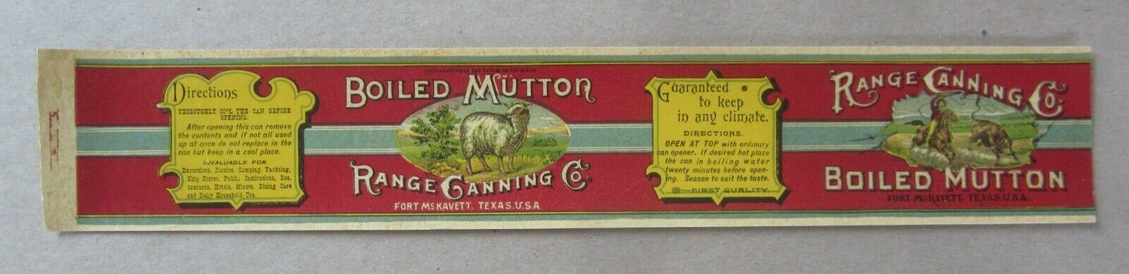 Old Antique c.1900 - BOILED MUTTON - Can LABEL ...