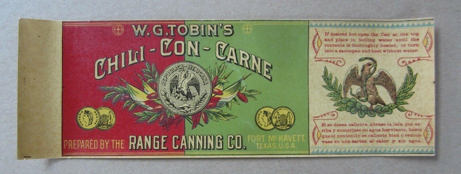 Old Antique c.1900 - CHILI CON CARNE Can LABEL ...