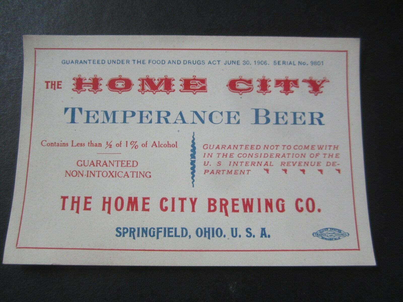 Old Antique c.1910 - HOME CITY - Temperance BEE...