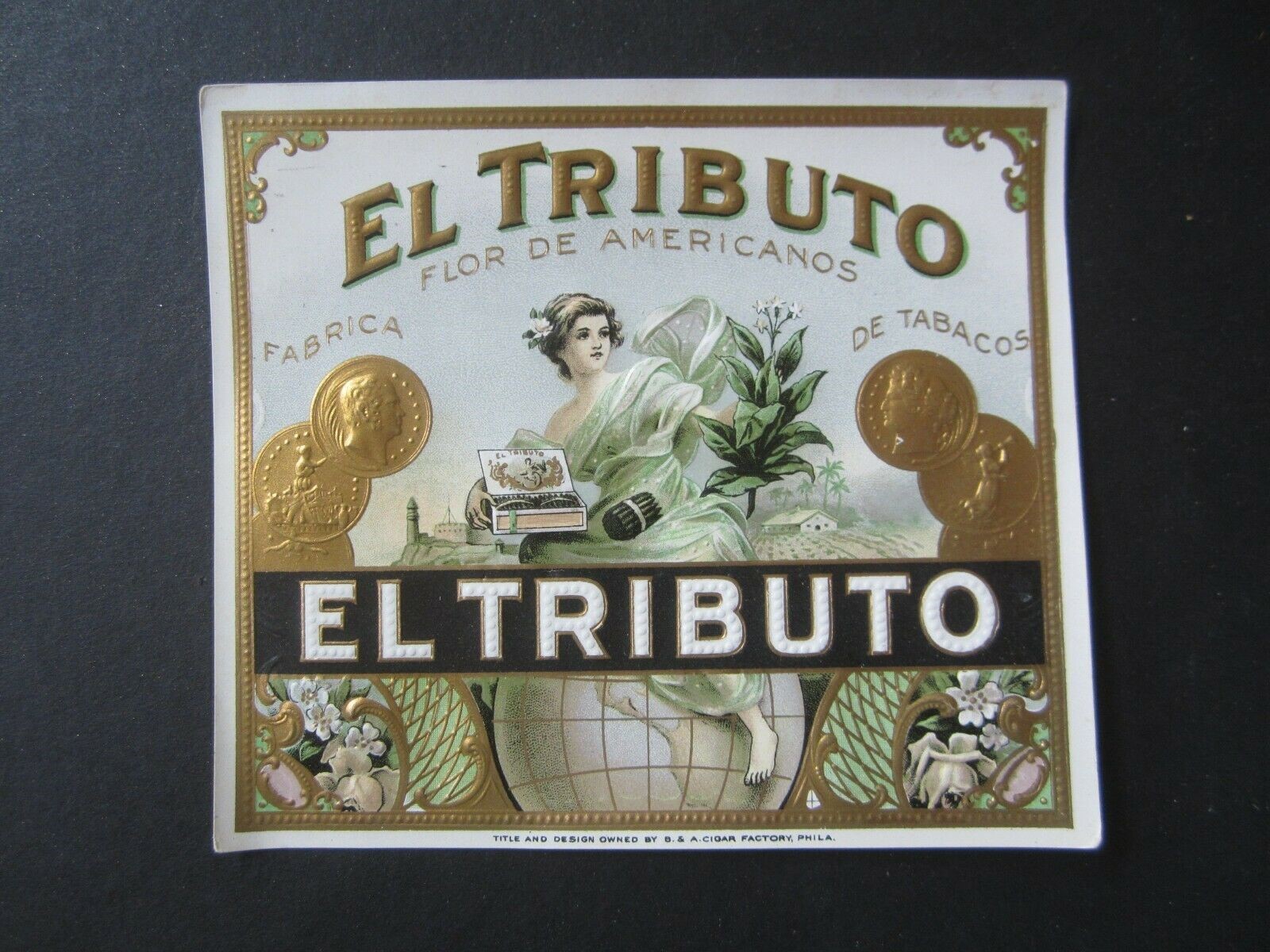 Old Vintage - EL TRIBUTO - CIGAR Box LABEL - Ou...