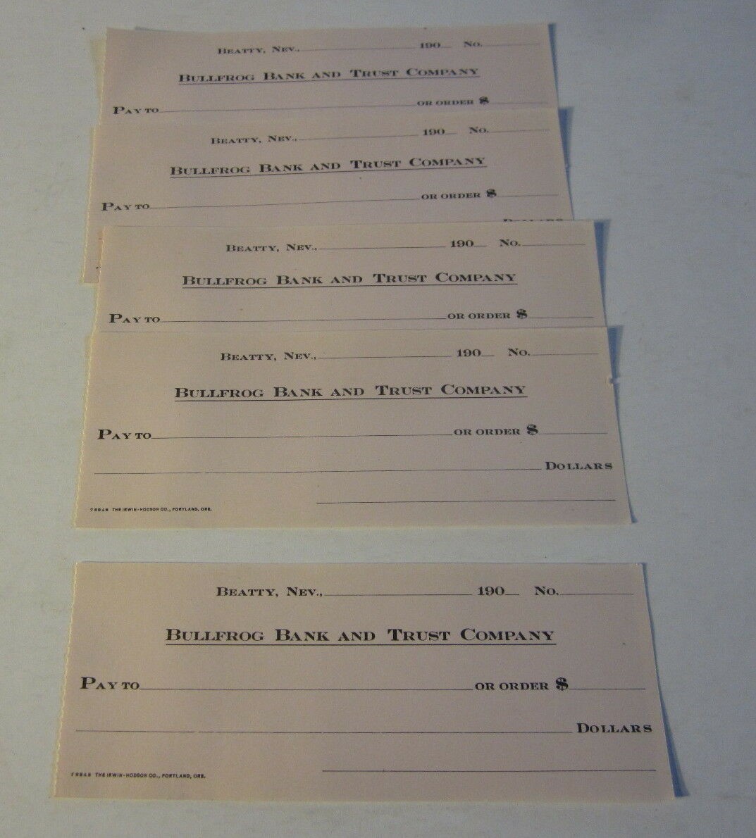 Lot of 5 Old c.1900 - BULLFROG BANK and TRUST -...