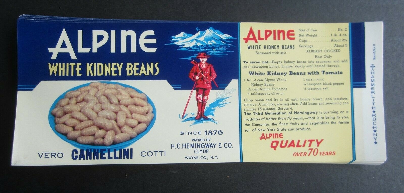  Lot of 100 Old - ALPINE - White Kidney Beans C...
