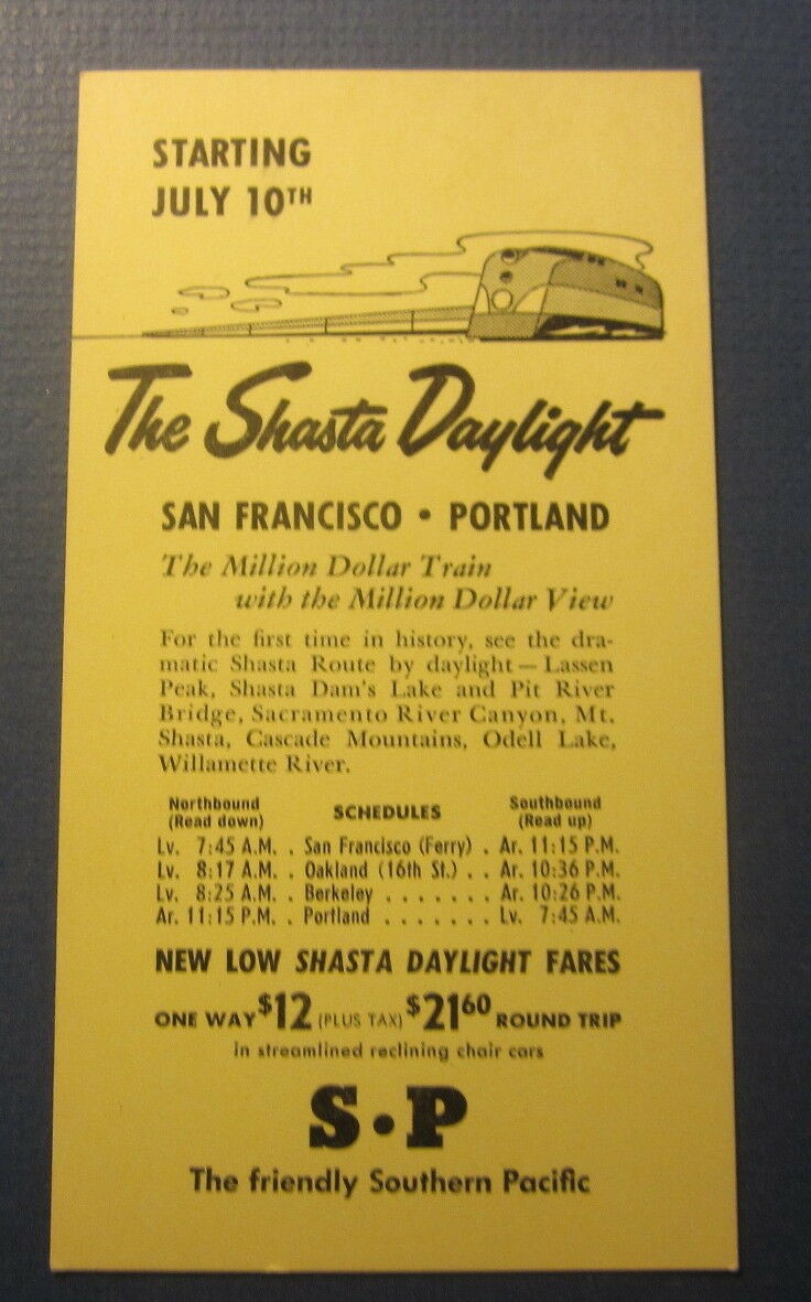 Old Vintage S.P. Railroad - SHASTA DAYLIGHT Tra...