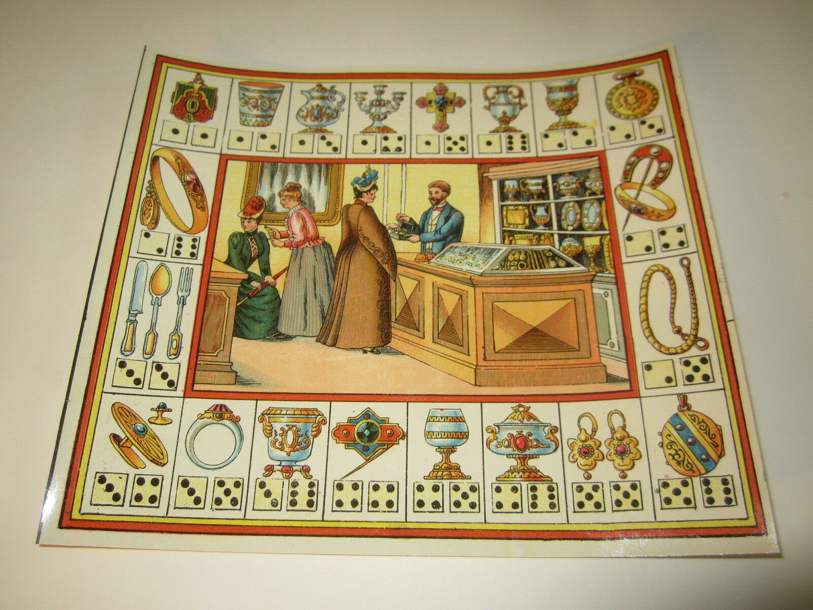 Old c.1890 Antique French Game PRINT JEWELRY / ...