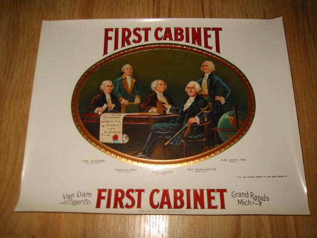  Old First Cabinet CIGAR Label - GEORGE WASHINGTON