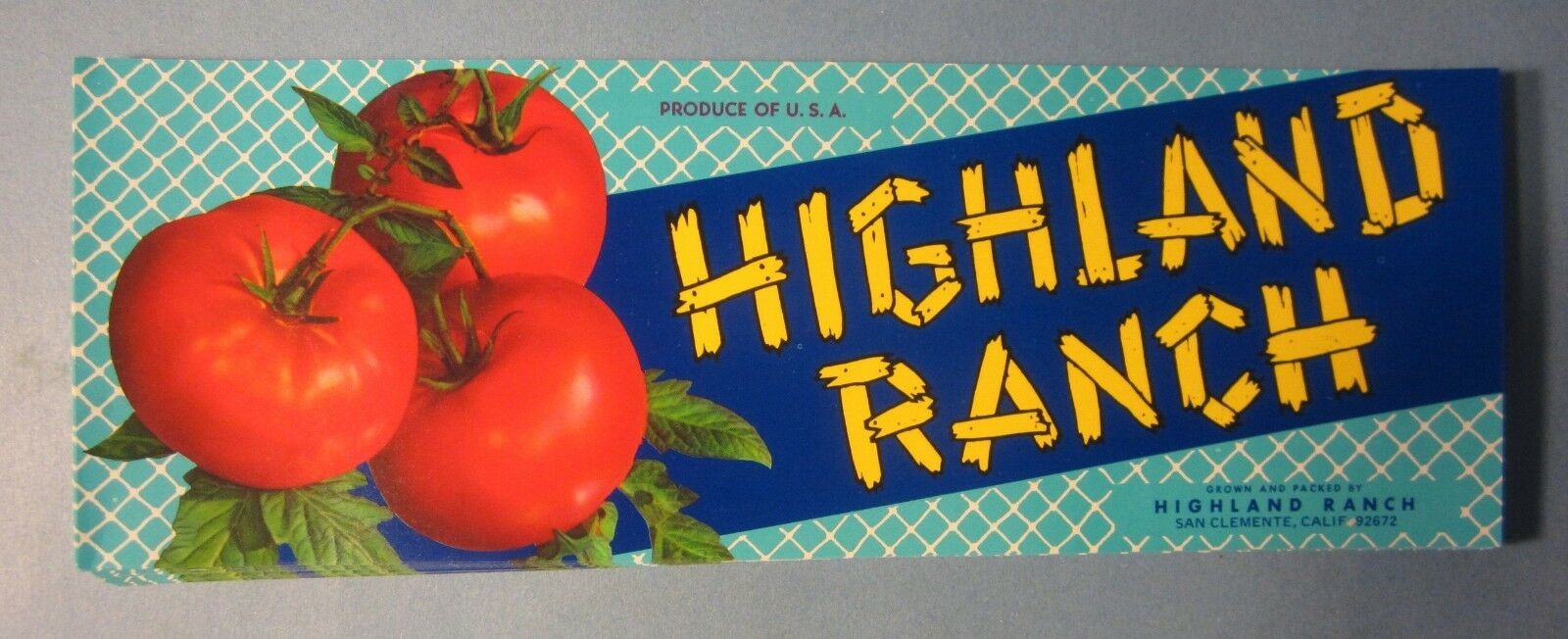  Lot of 100 Old Vintage Highland Ranch Tomato L...