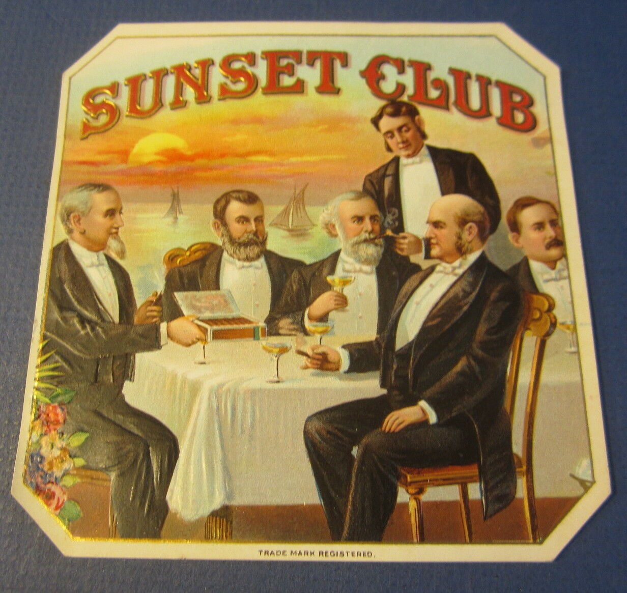  Old Antique SUNSET CLUB Outer CIGAR LABEL - Ro...