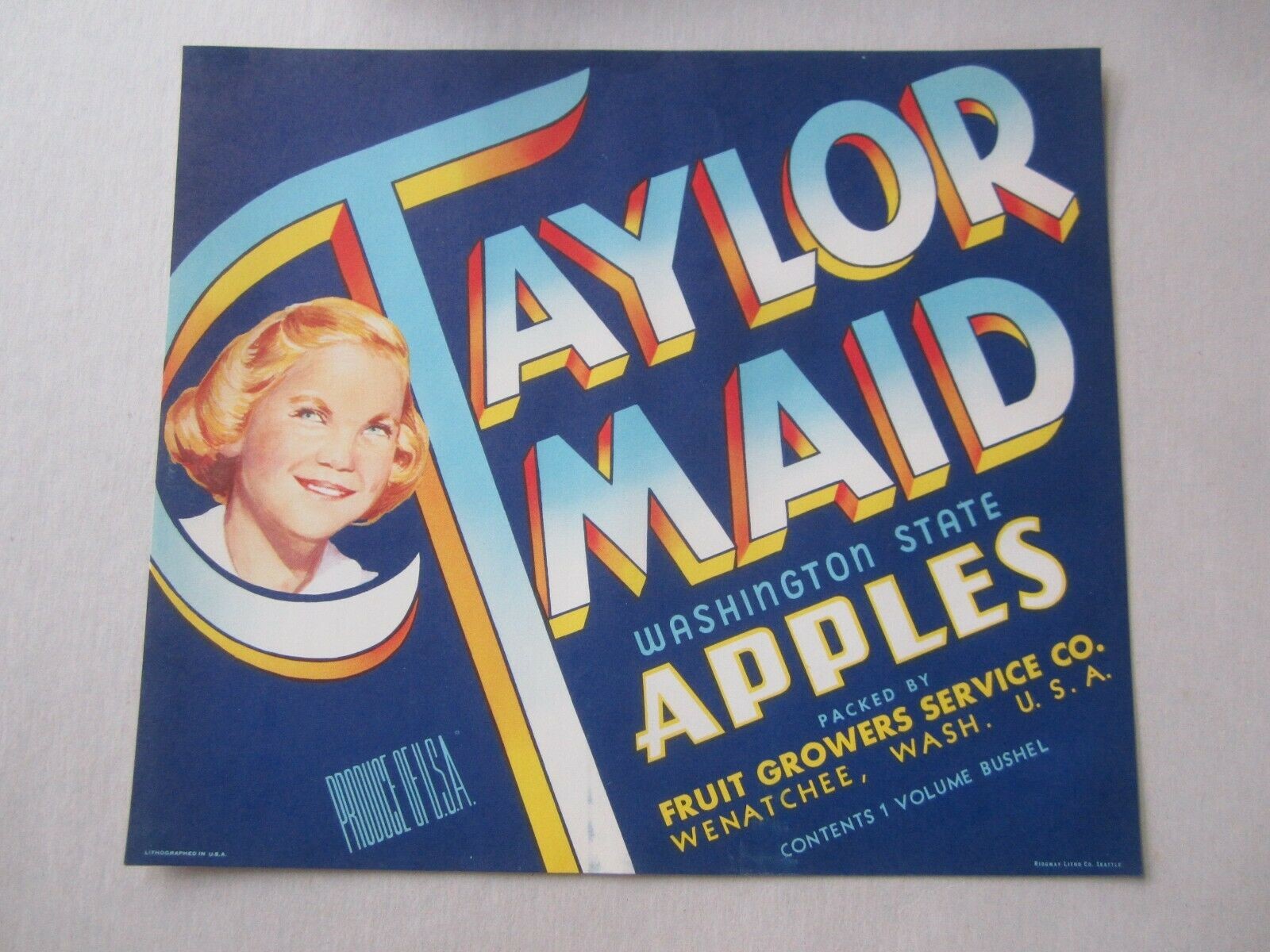  Old Vintage - TAYLOR MAID - Apple Crate Label ...
