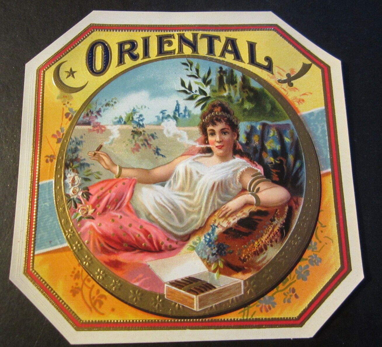  Old Antique - ORIENTAL - Outer CIGAR BOX LABEL...
