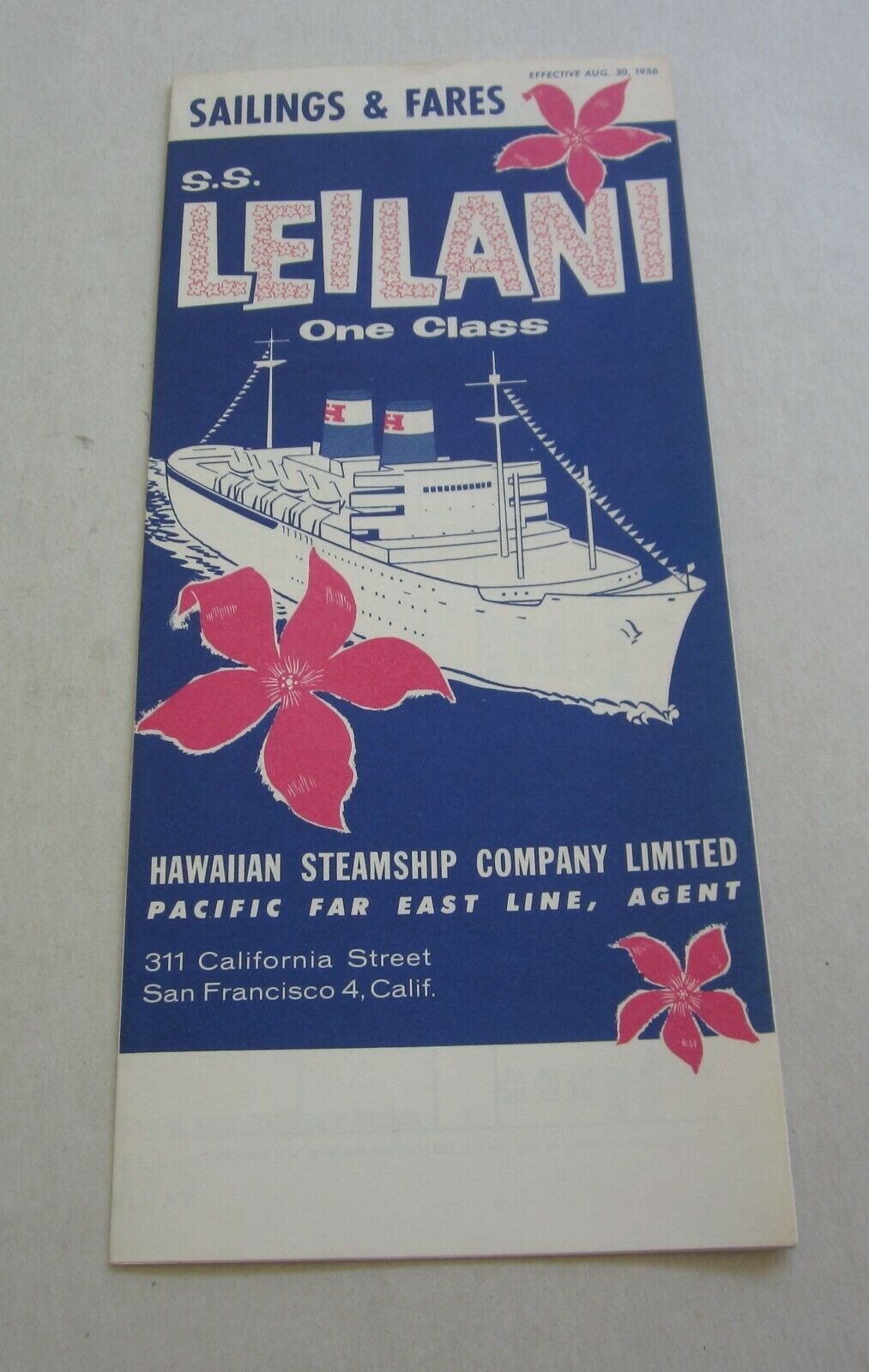 Old Vintage 1956 - S.S. LEILANI - Hawaiian Steamship Co. Sailings Fares ...