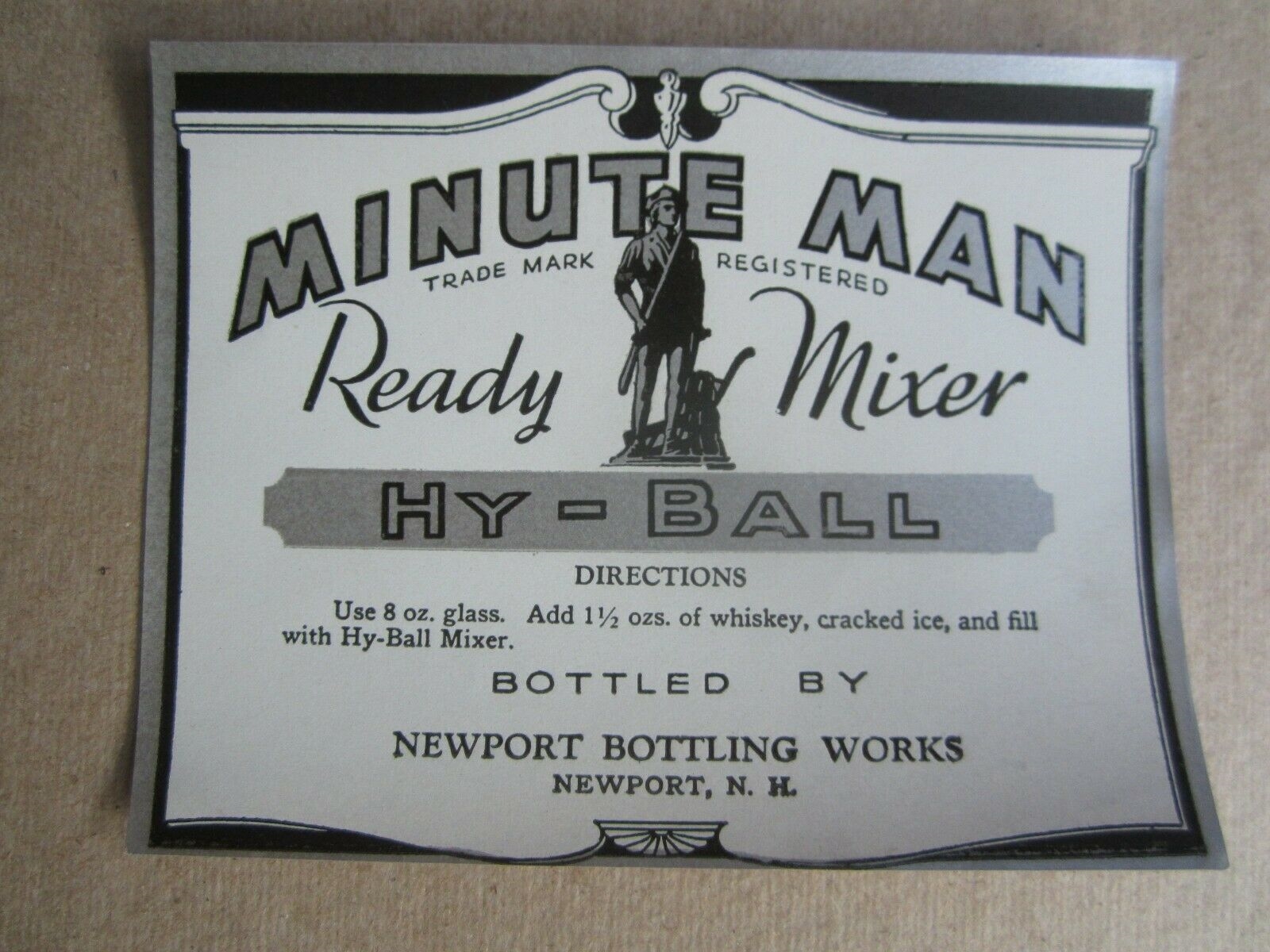 Old Vintage c.1940 MINUTE MAN - HY-BALL Ready M...