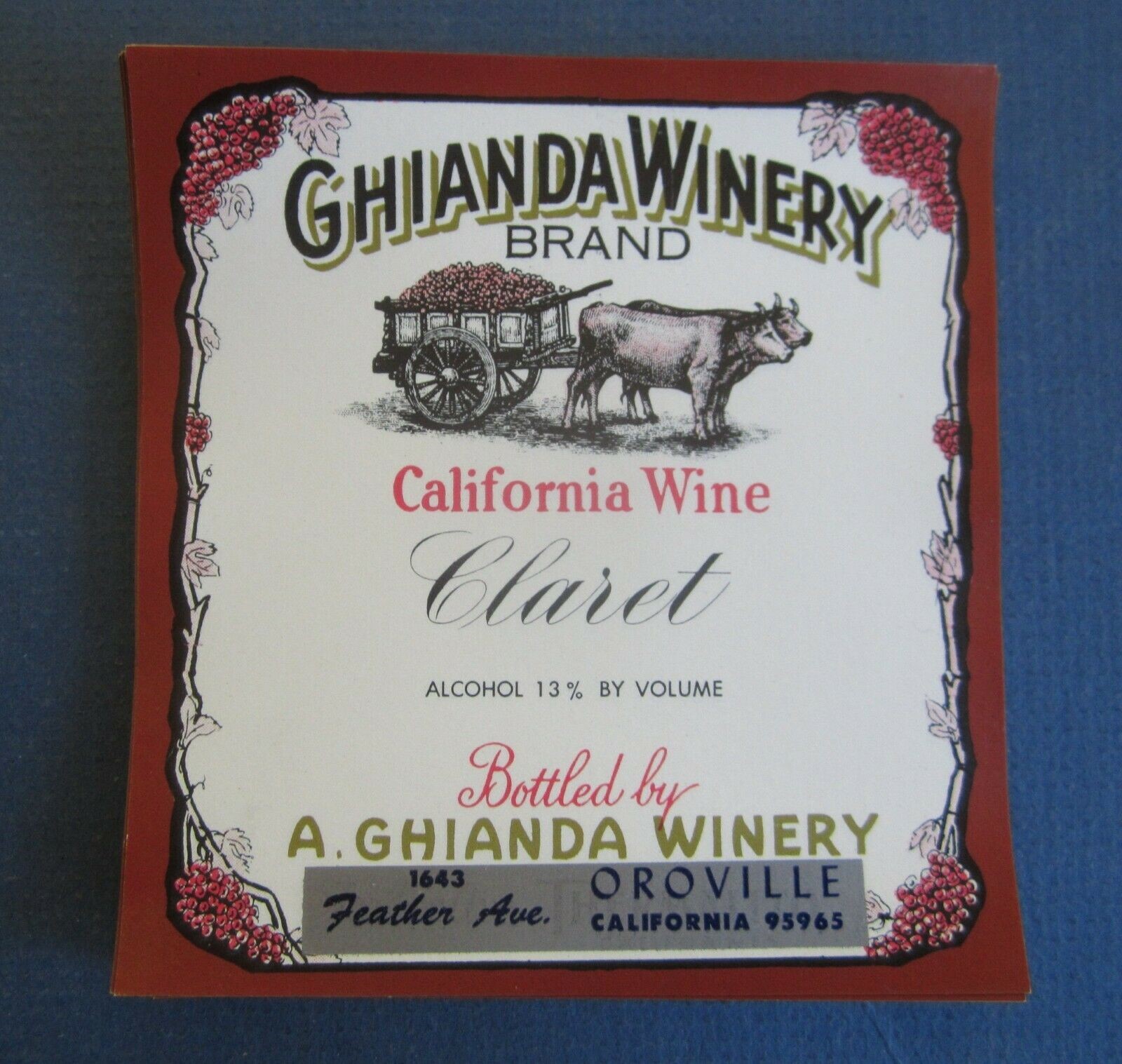  Lot of 50 Old Vintage GHIANDA WINERY Claret WI...