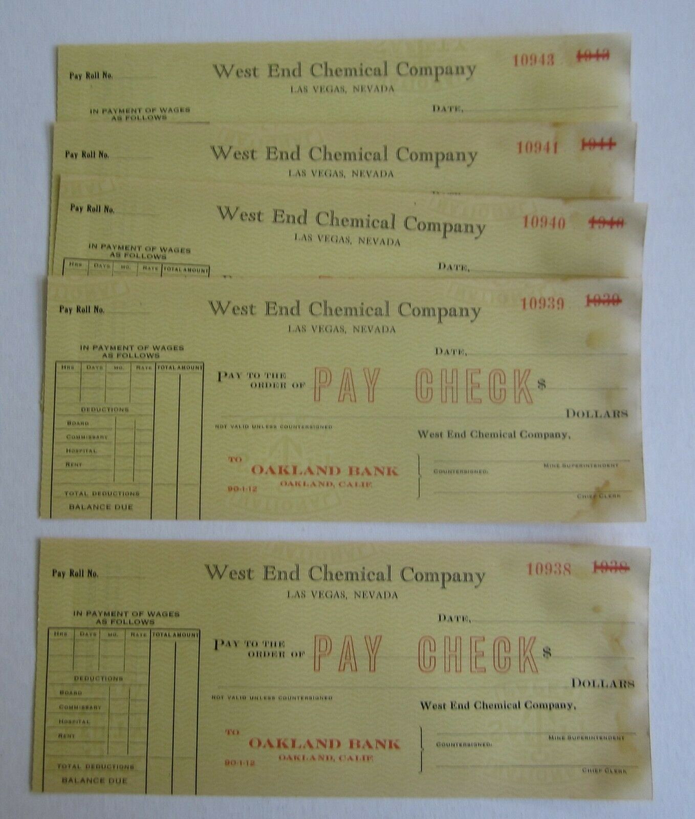 Lot of 5 Old Vintage - WEST END CHEMICAL Co. - ...