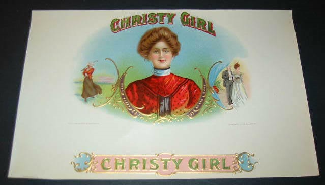  Old Antique - Christy Girl - Inner CIGAR Box L...