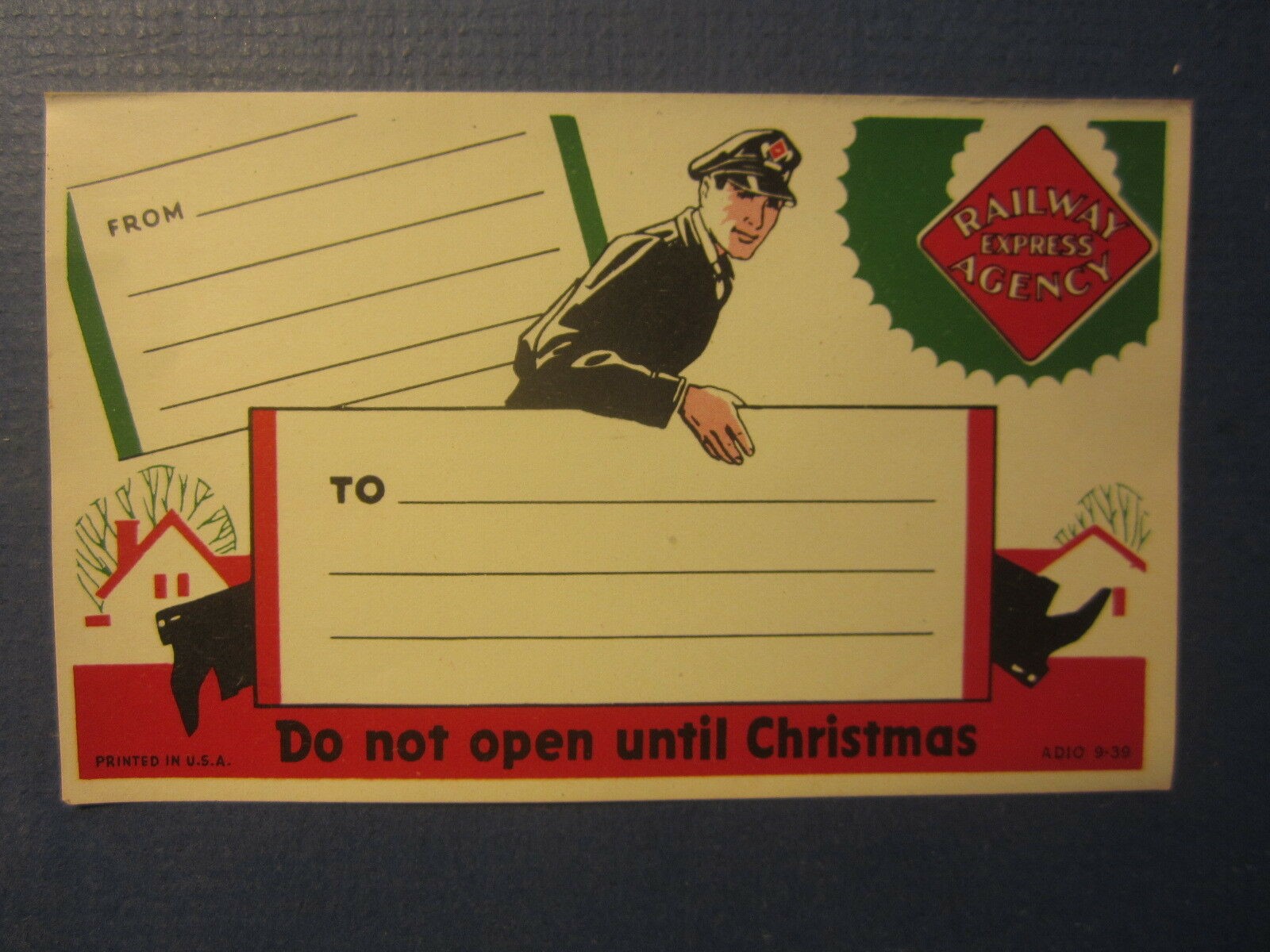 Old 1939 RAILWAY EXPRESS AGENCY - Package LABEL...