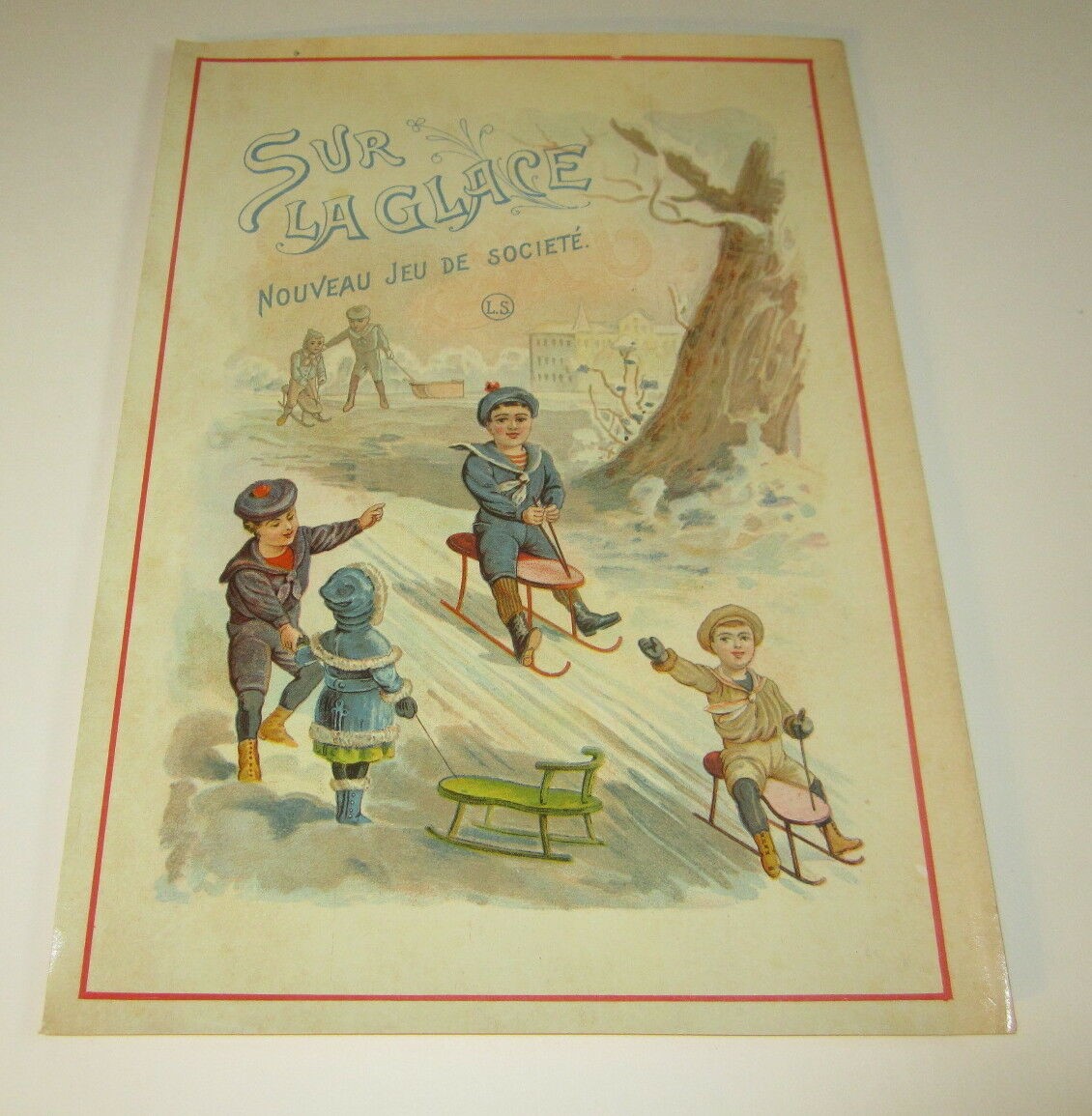 Old 1895 Antique French Game Box Cover PRINT - ...