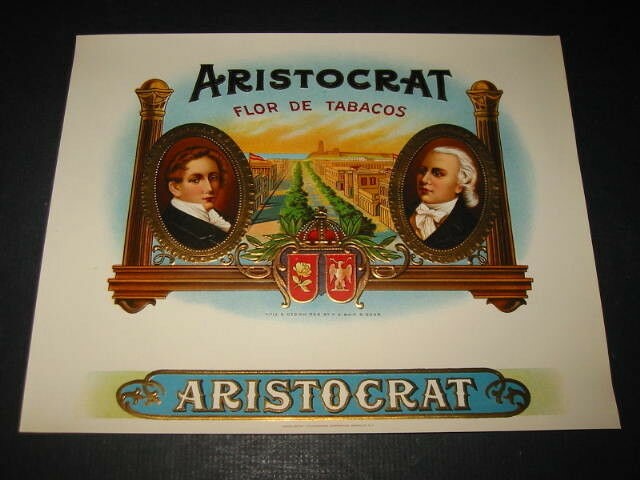  Old Antique - ARISTOCRAT - Inner Cigar Box LAB...