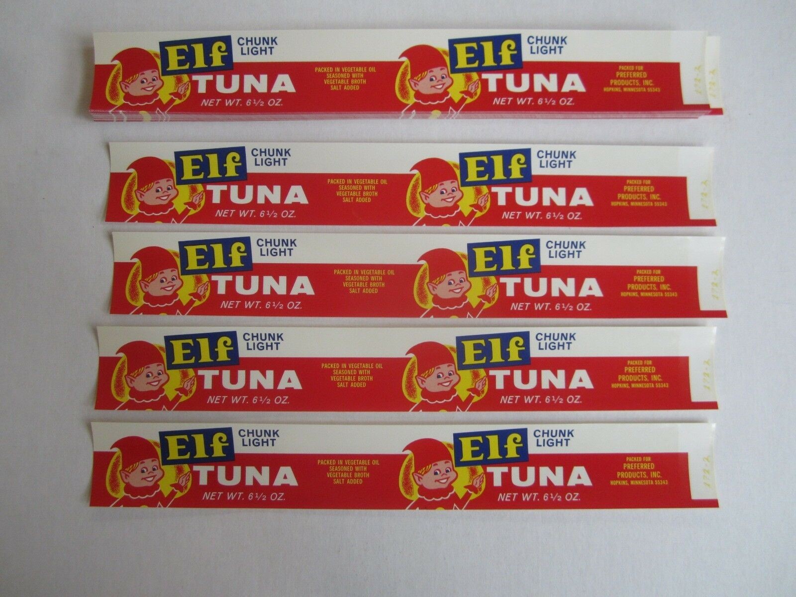  Lot of 100 Old Vintage - ELF - Tuna Can LABELS...