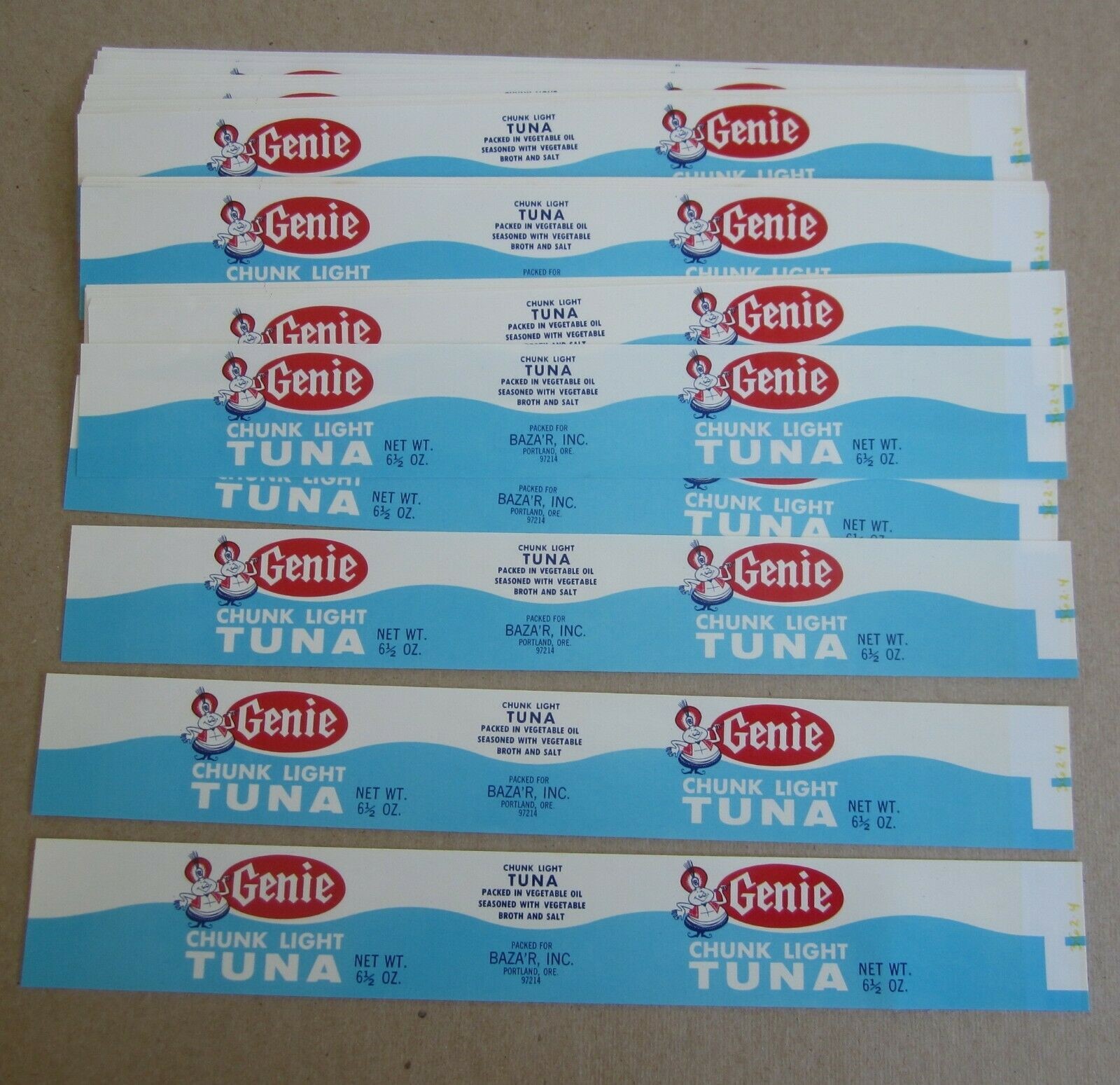  Lot of 100 Old Vintage - GENIE - Tuna Can LABE...