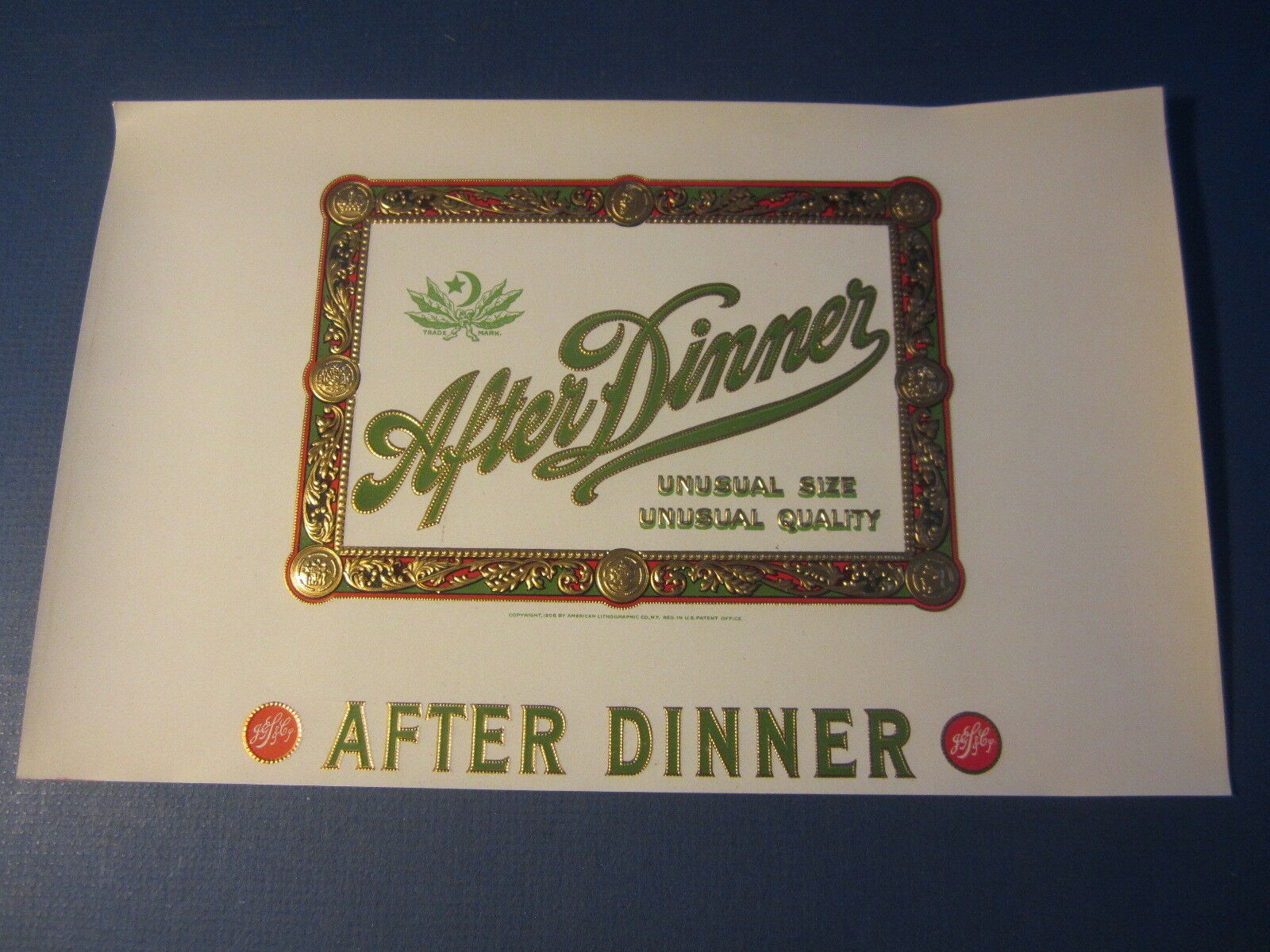  Old Antique - AFTER DINNER - Inner CIGAR LABEL