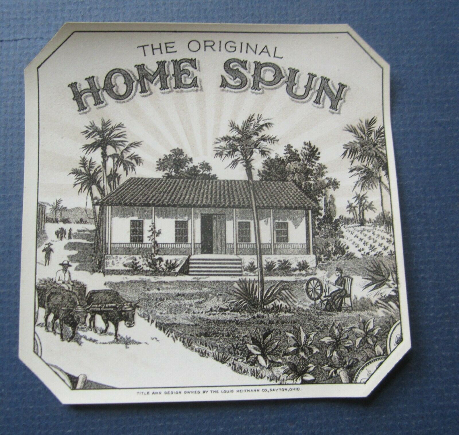  Old Antique - HOME SPUN - Outer CIGAR BOX LABE...