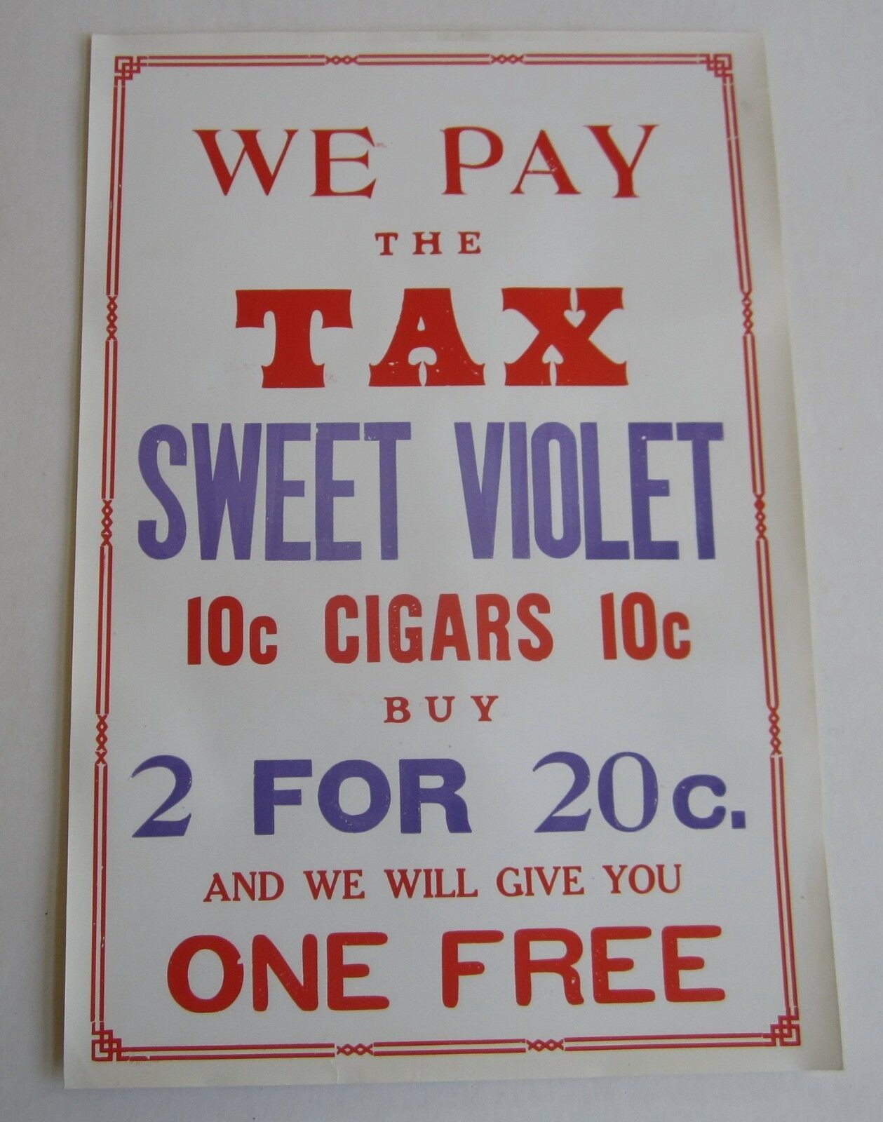 Old Vintage - SWEET VIOLET Cigars - Store Adver...