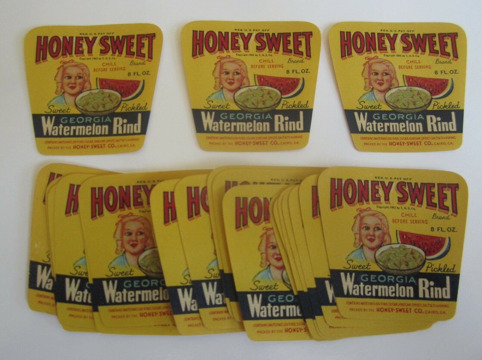  Lot of 25 Old 1943 Honey Sweet WATERMELON Rind...