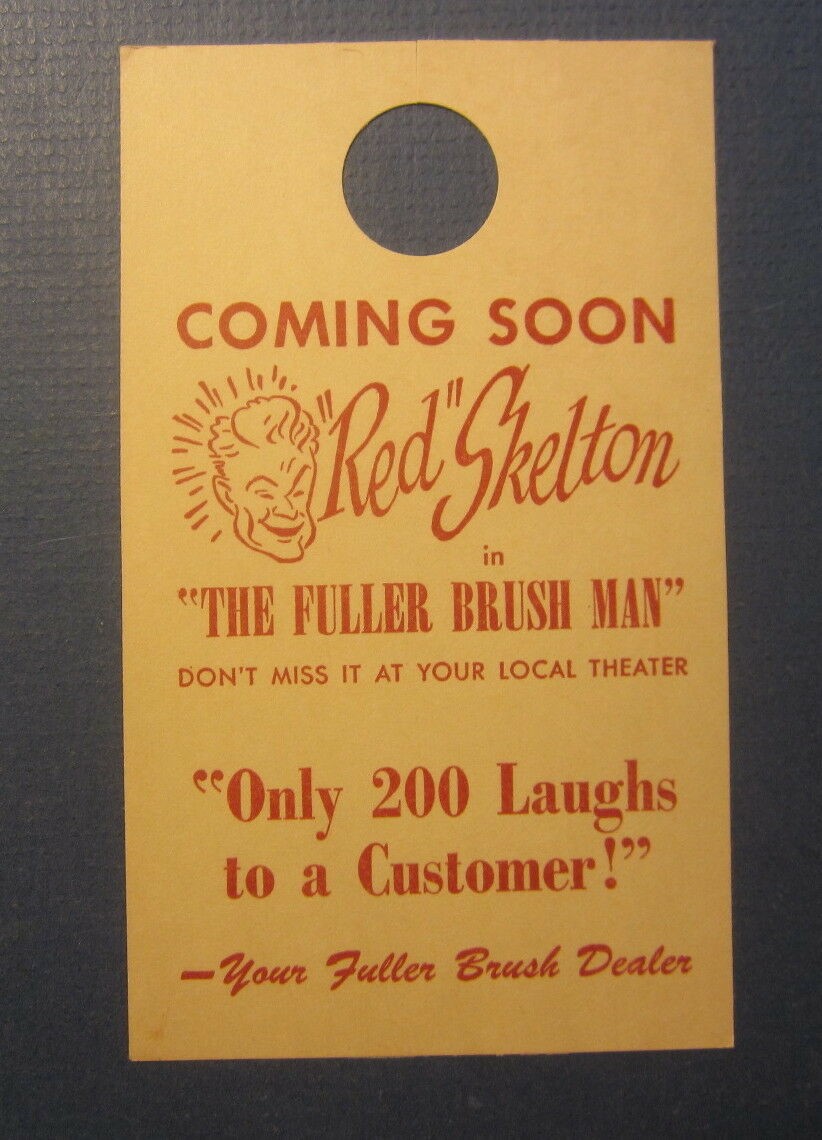 Old Vintage 1948 Red Skelton Fuller Brush Man Movie Advertising Hanger