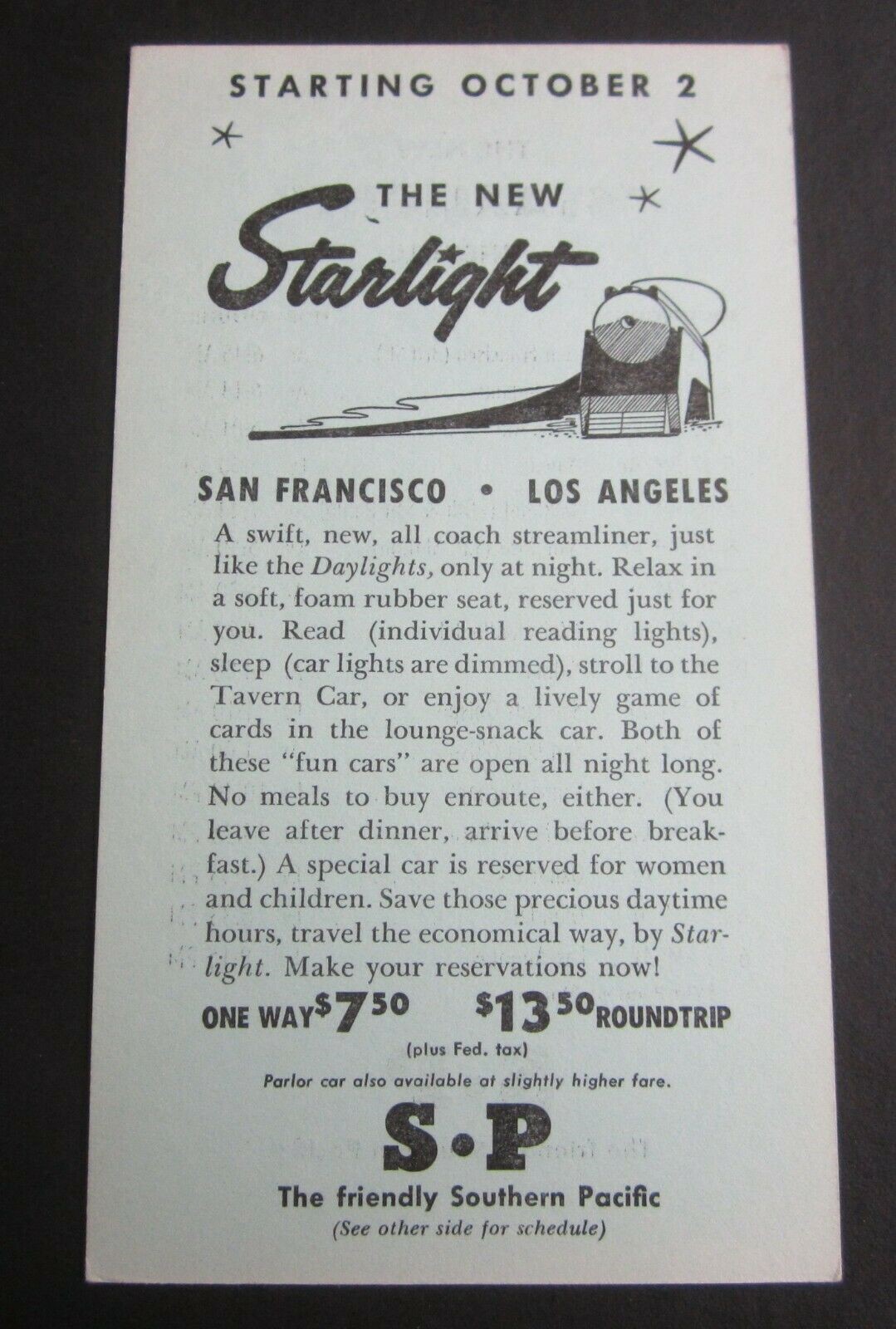 Old Vintage 1949 - S.P. Railroad - The New STAR...