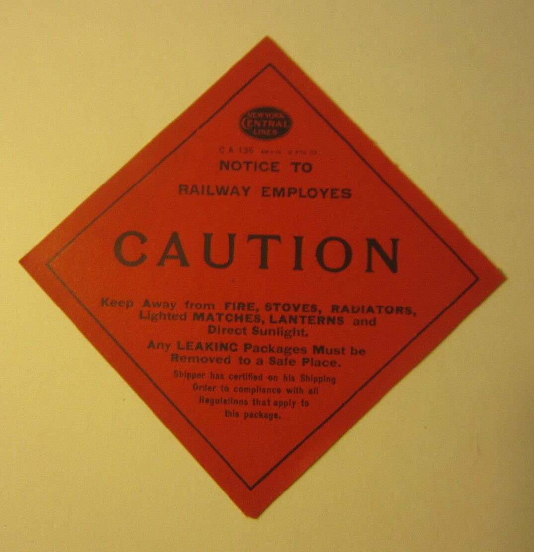 Old 1915 NEW YORK CENTRAL RAILROAD - CAUTION - ...