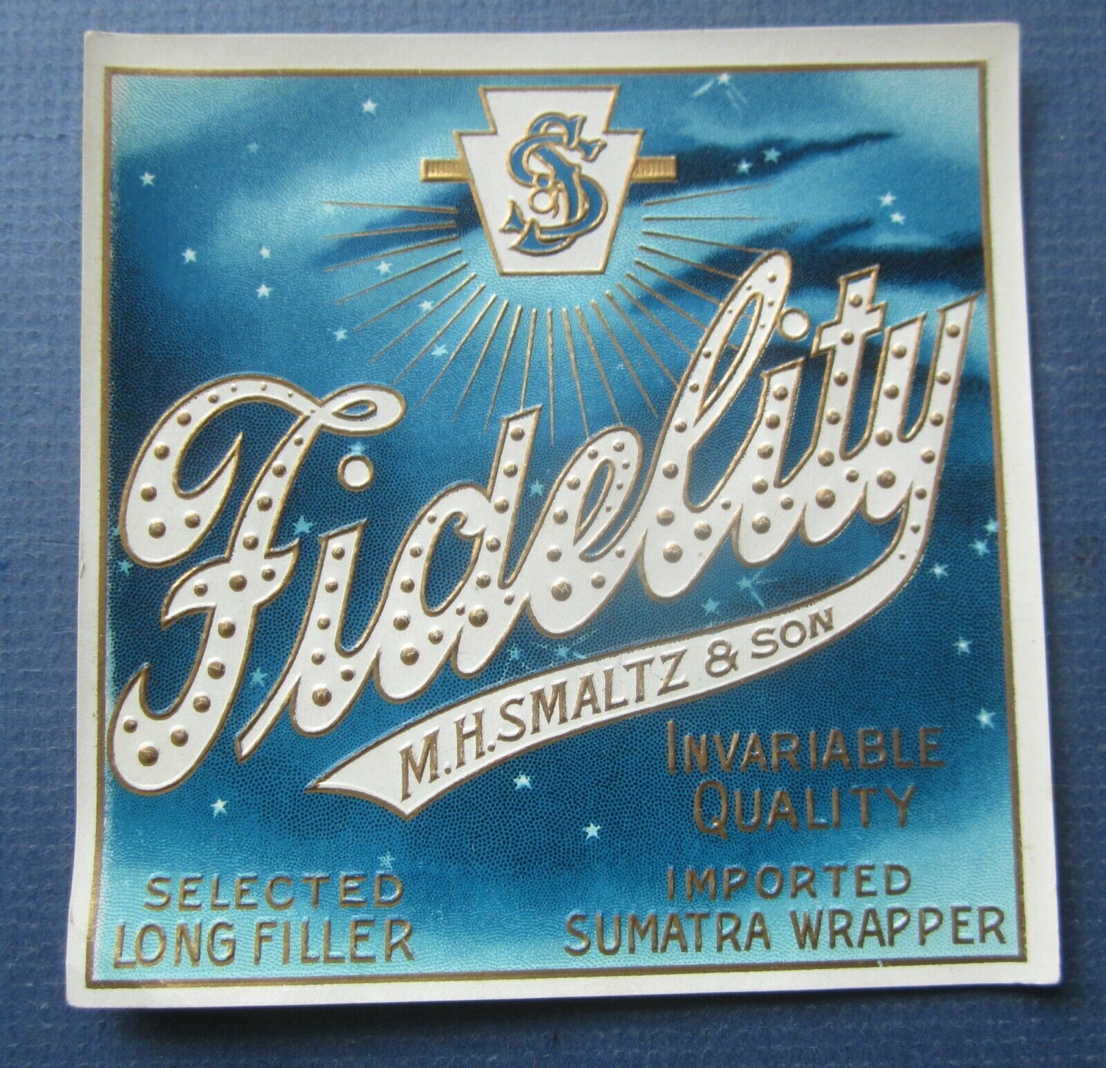  Old Antique - FIDELITY - Outer CIGAR BOX LABEL...