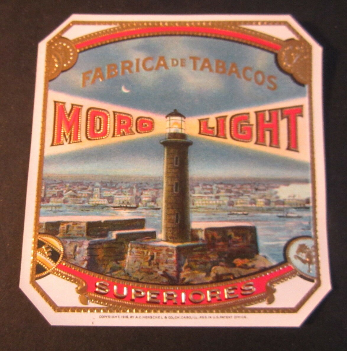  Old - MORO LIGHT - Outer CIGAR BOX Label - LIG...