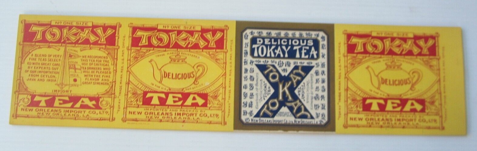  Lot of 5 Old Vintage - TOKAY TEA - 4 Panel LAB...