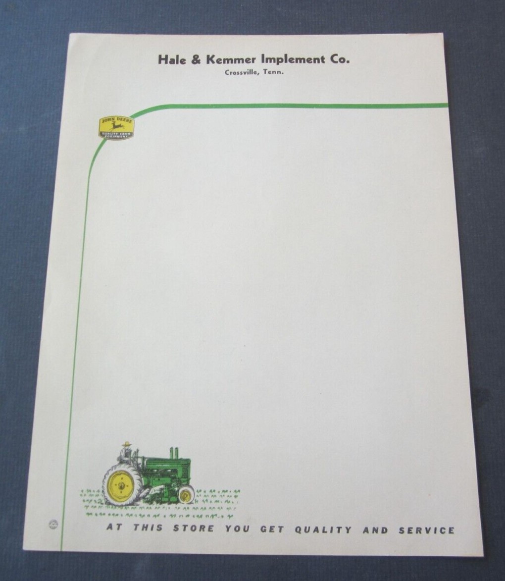 Old Vintage HALE & KEMMER John Deere Tractor Le...