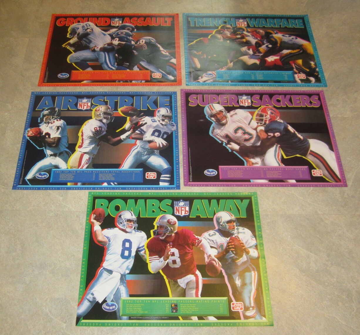 Lot of 5 NFL - 1992 Football POSTERS - Passers ...