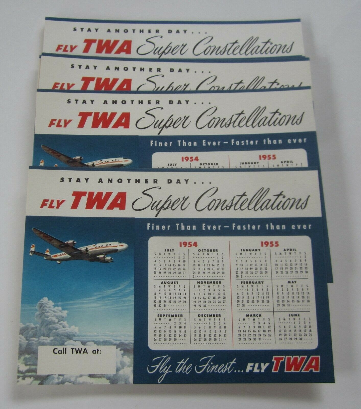  Lot of 25 Old 1954-55 TWA Airline Advertising ...