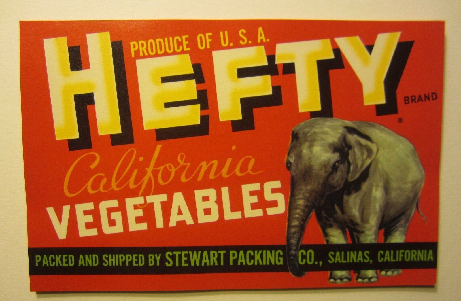 Old Vintage HEFTY Vegetable LABELS - Elephant -...