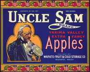 #ZLC295 - Uncle Sam Apple Crate Label - Blue Ve...