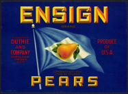 #ZLC283 - Ensign Pear Crate Label - Blue Backgr...