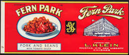 Lot of 10 - Fern Park Pork and Beans Can Labels...