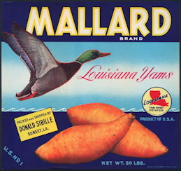 #ZLC426 - Mallard Louisiana Yams Crate Label - ...